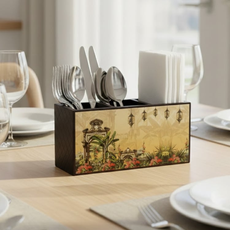 HOME SPARKLE Wooden Cutlery Holder