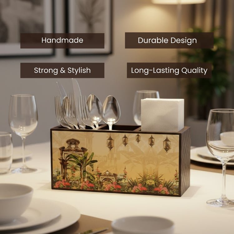 HOME SPARKLE Wooden Cutlery Holder