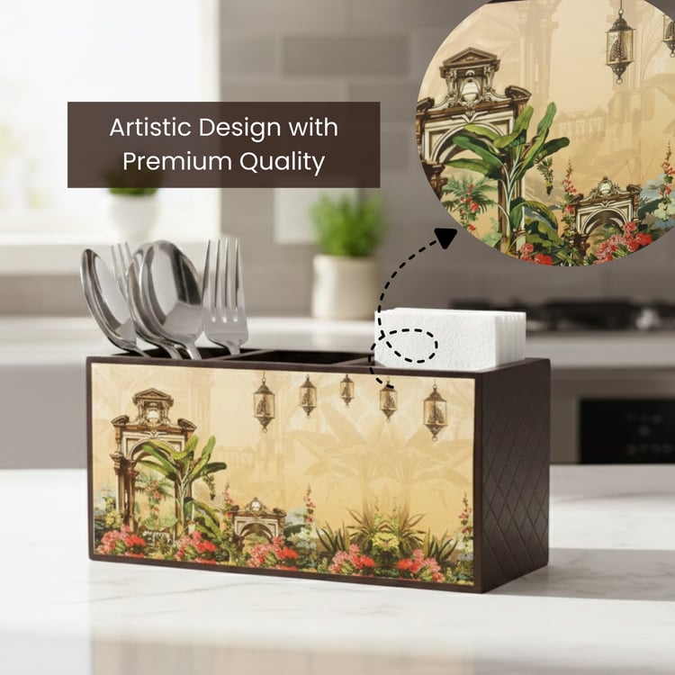 HOME SPARKLE Wooden Cutlery Holder