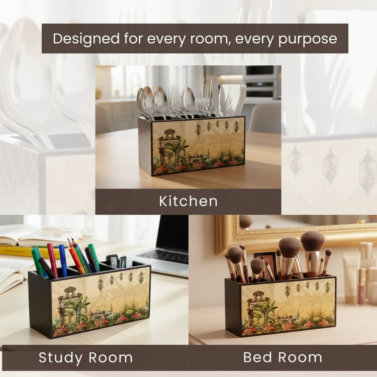 HOME SPARKLE Wooden Cutlery Holder