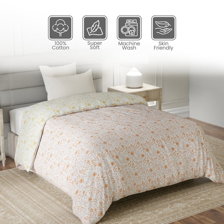 LAYERS Lumina Floret Cotton Floral Print Reversible Single Comforter