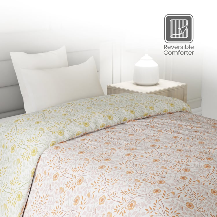LAYERS Lumina Floret Cotton Floral Print Reversible Single Comforter