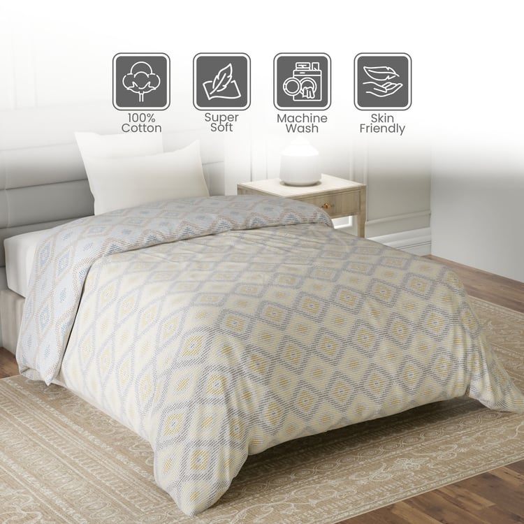 LAYERS Lumina Floret Cotton Geometric Print Reversible Single Comforter