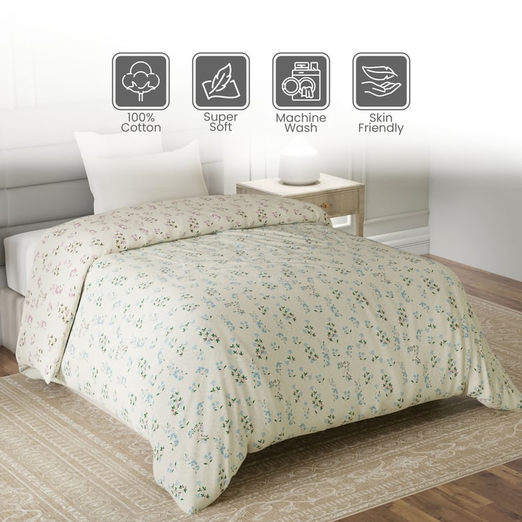 LAYERS Lumina Floret Cotton Floral Print Reversible Single Comforter