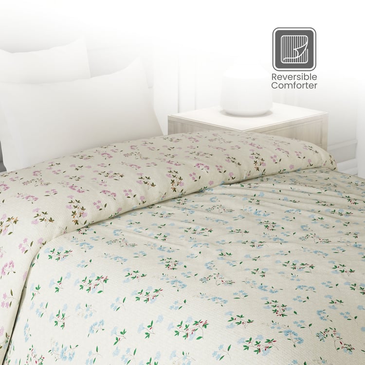 LAYERS Lumina Floret Cotton Floral Print Reversible Single Comforter