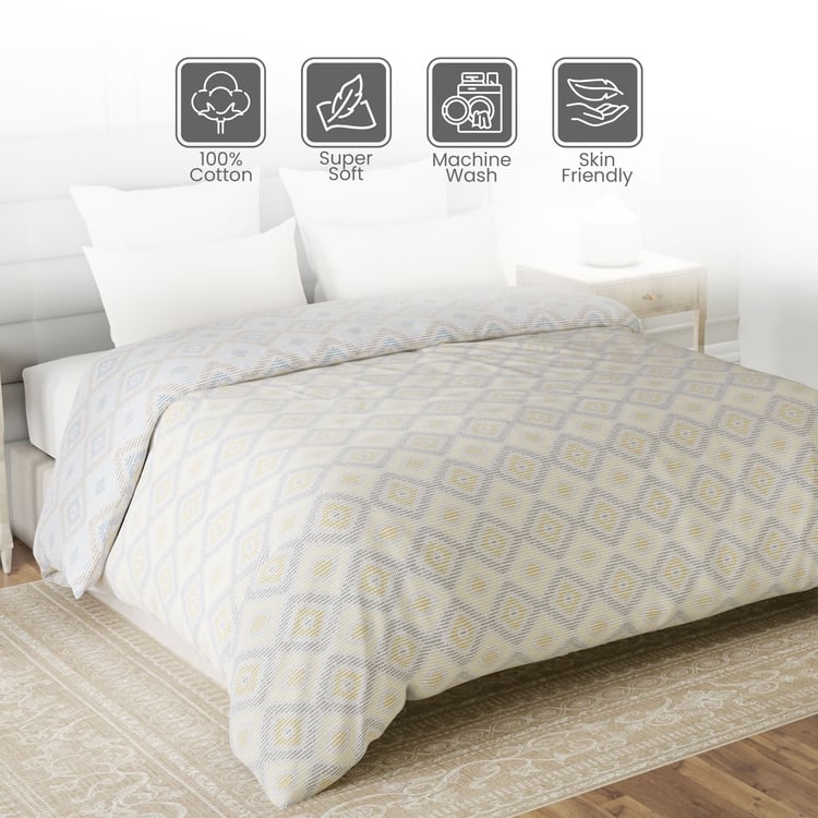 LAYERS Lumina Floret Cotton Geometric Print Reversible Double Comforter