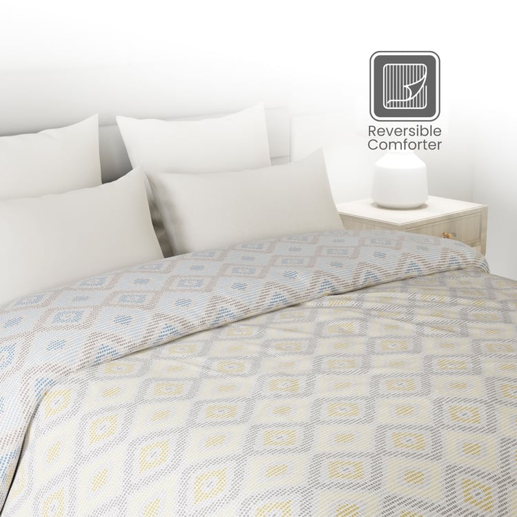 LAYERS Lumina Floret Cotton Geometric Print Reversible Double Comforter