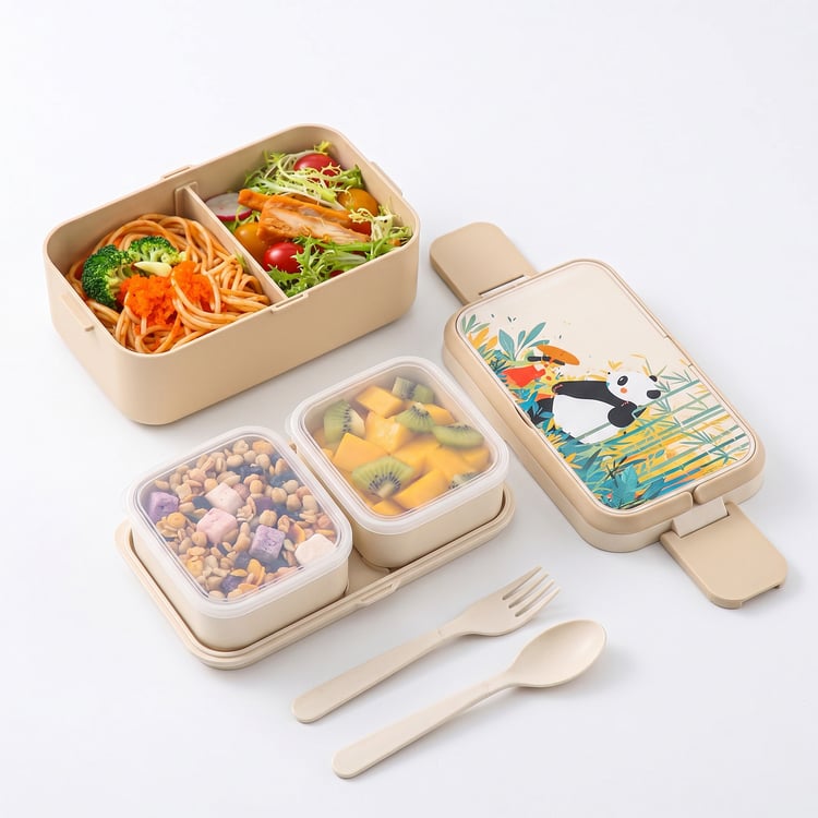 STEELO Bamboo 3in1 Bento Lunch Box with Cutlery