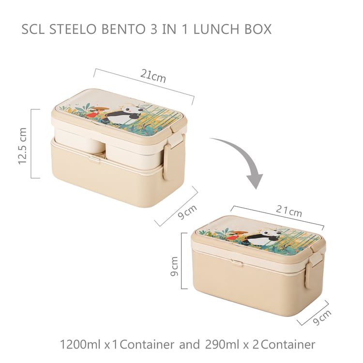STEELO Bamboo 3in1 Bento Lunch Box with Cutlery