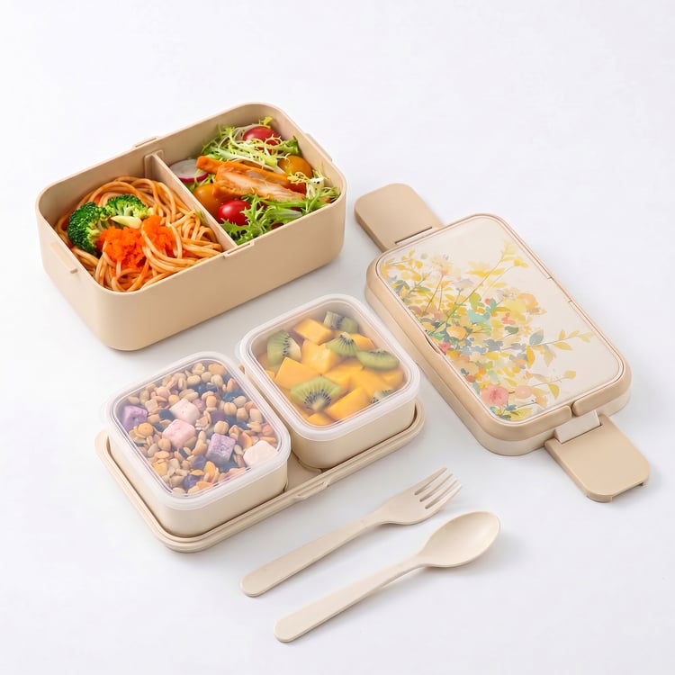 STEELO Bamboo 3in1 Bento Lunch Box with Cutlery