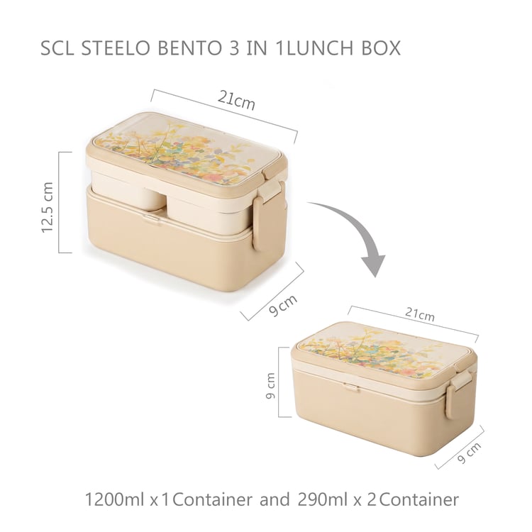STEELO Bamboo 3in1 Bento Lunch Box with Cutlery