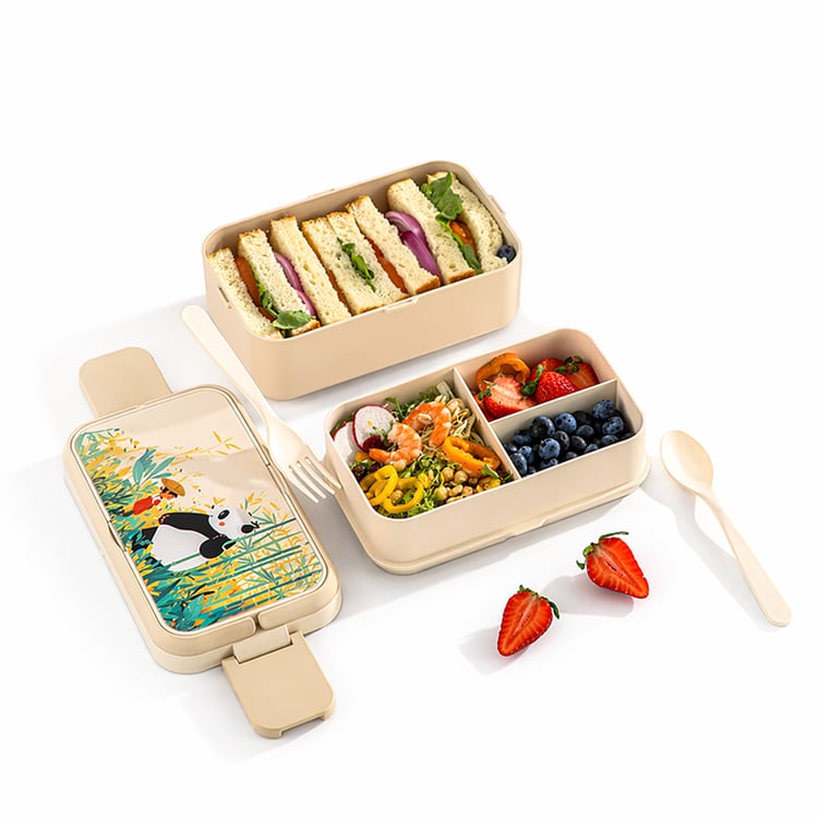STEELO Bamboo 2in1 Bento Lunch Box with Cutlery