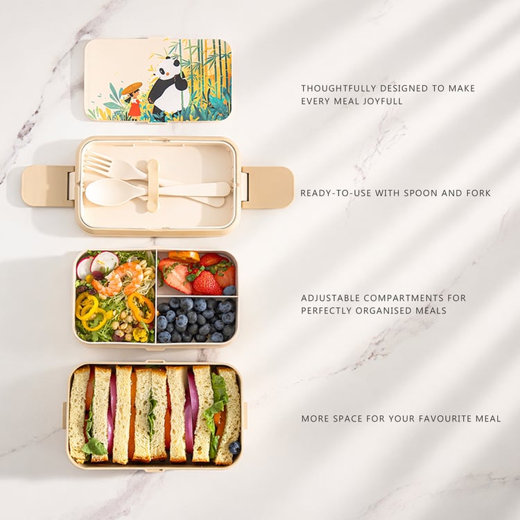 STEELO Bamboo 2in1 Bento Lunch Box with Cutlery