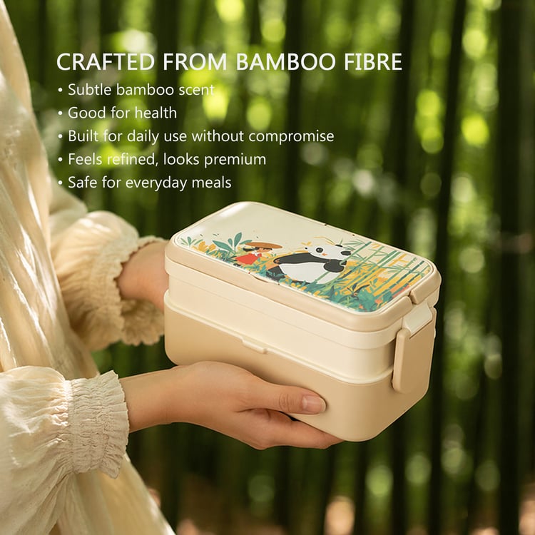 STEELO Bamboo 2in1 Bento Lunch Box with Cutlery