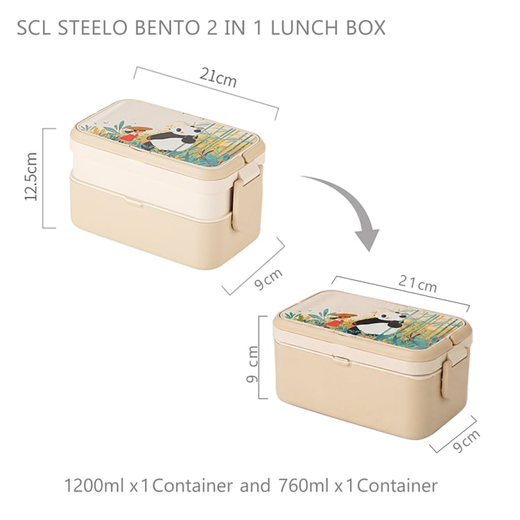 STEELO Bamboo 2in1 Bento Lunch Box with Cutlery