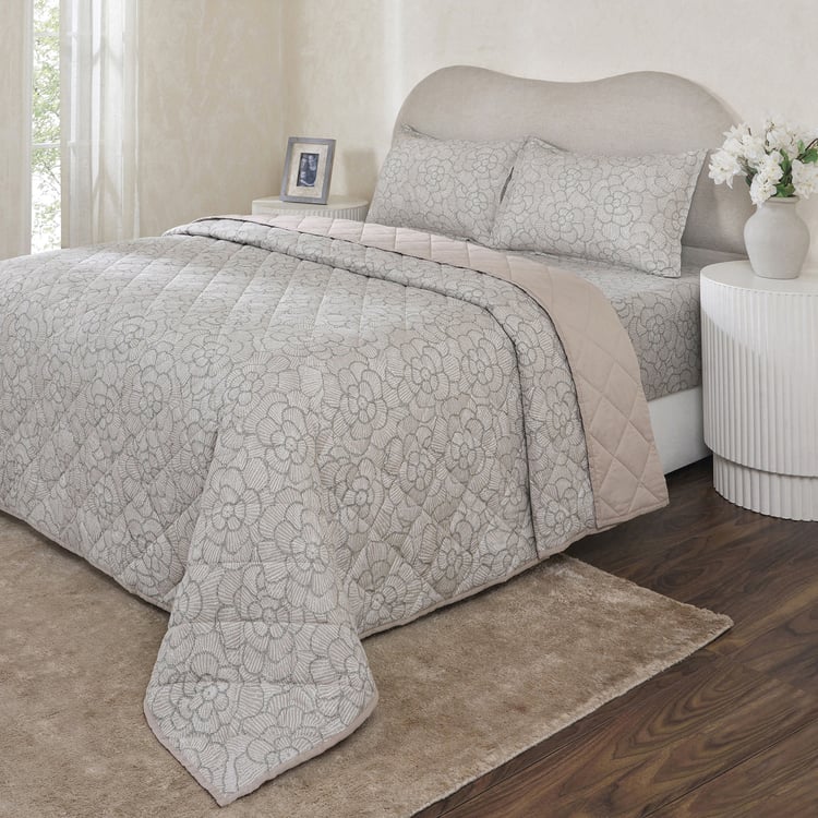 MASPAR Botanic Bloom Cotton Floral Print Double Quilt
