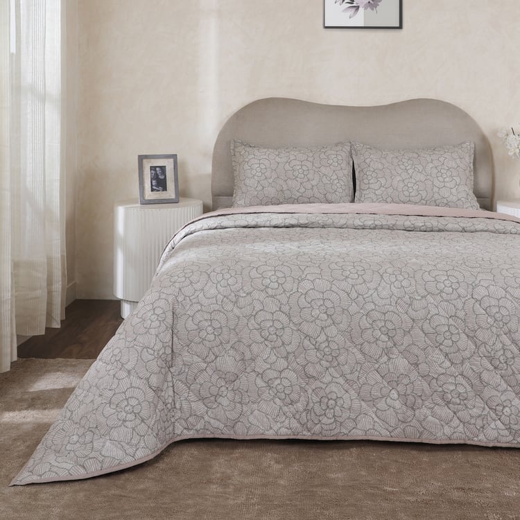 MASPAR Botanic Bloom Cotton Floral Print Double Quilt