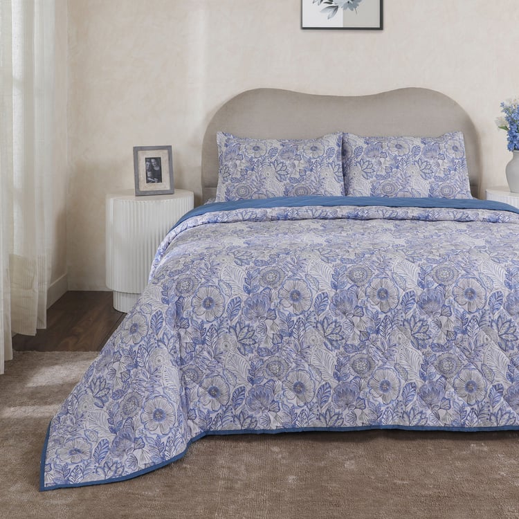 MASPAR Botanic Bloom Cotton Floral Print Double Quilt