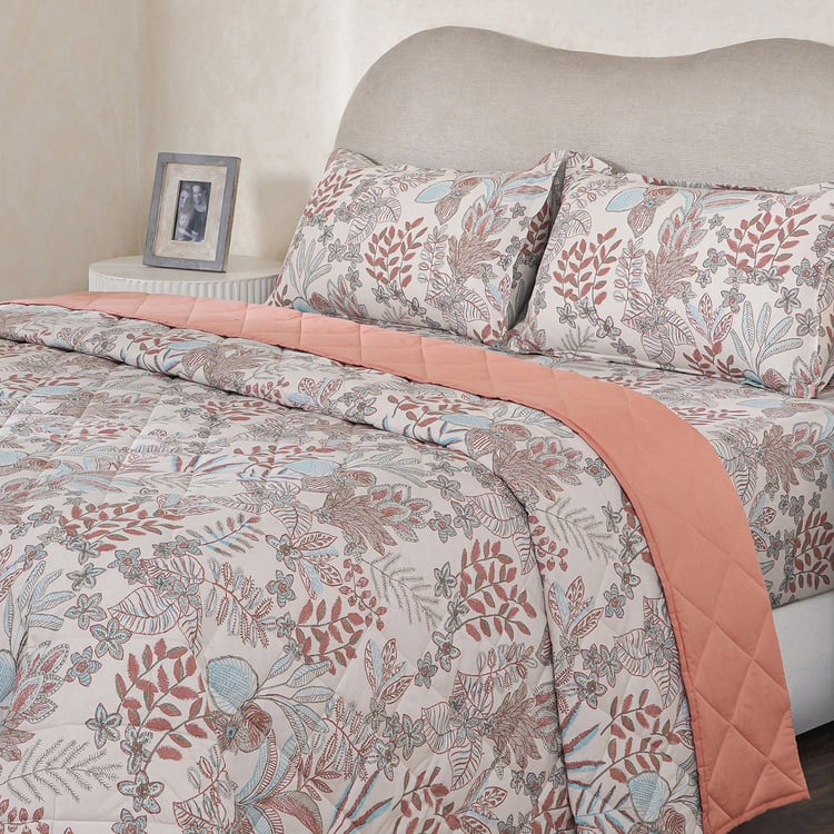 MASPAR Botanic Bloom Cotton 4Pcs Printed Double Bed-In-A-Bag Set