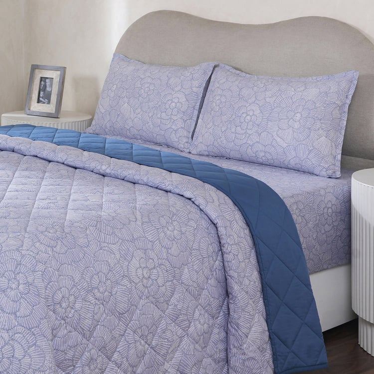 MASPAR Botanic Bloom Cotton 4Pcs Printed Double Bed-In-A-Bag Set