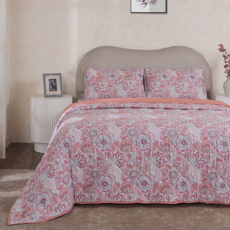 MASPAR Botanic Bloom Cotton 4Pcs Printed Double Bed-In-A-Bag Set