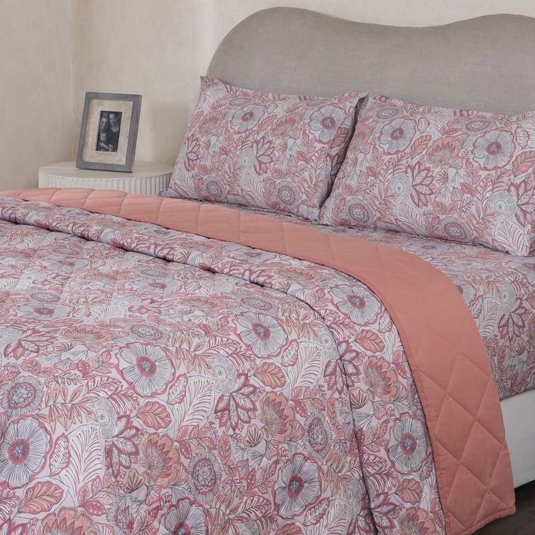 MASPAR Botanic Bloom Cotton 4Pcs Printed Double Bed-In-A-Bag Set