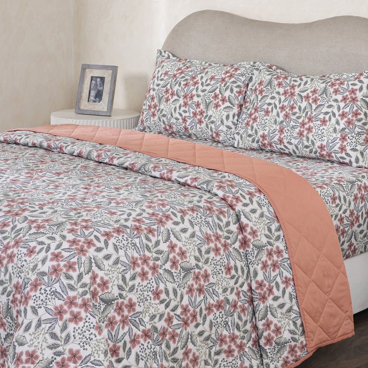 MASPAR Botanic Bloom Cotton 4Pcs Printed Double Bed-In-A-Bag Set