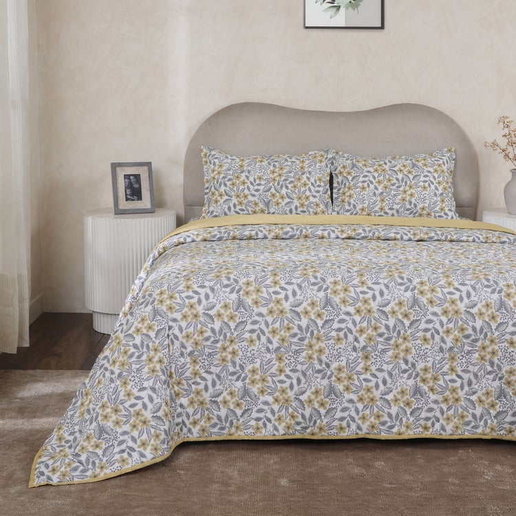 MASPAR Botanic Bloom Cotton 4Pcs Printed Double Bed-In-A-Bag Set