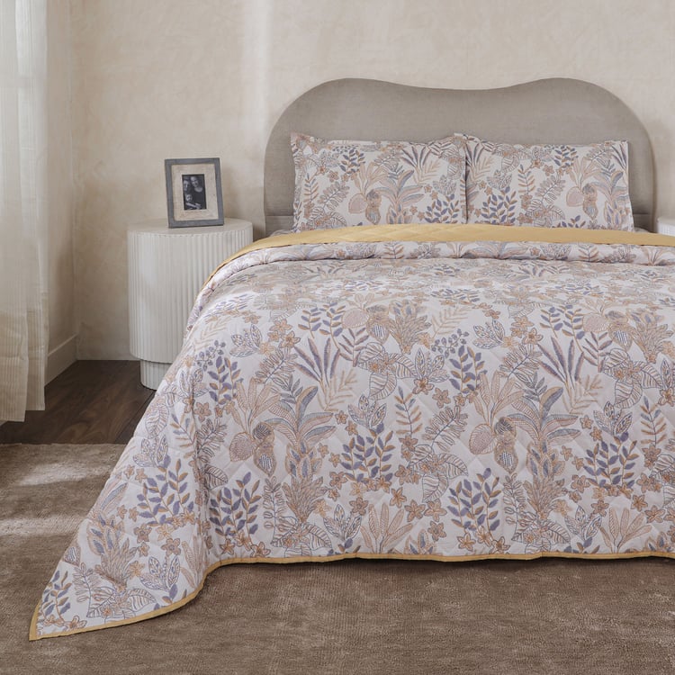 MASPAR Botanic Bloom Cotton 4Pcs Printed Double Bed-In-A-Bag Set