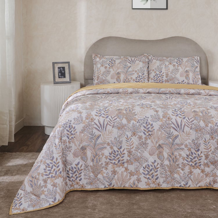 MASPAR Botanic Bloom Cotton 4Pcs Printed Double Bed-In-A-Bag Set
