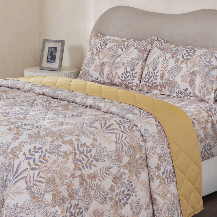 MASPAR Botanic Bloom Cotton 4Pcs Printed Double Bed-In-A-Bag Set