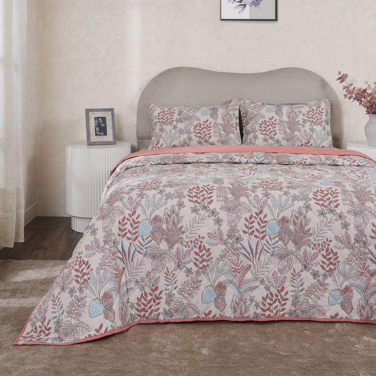 MASPAR Botanic Bloom Cotton 4Pcs Printed Double Bed-In-A-Bag Set