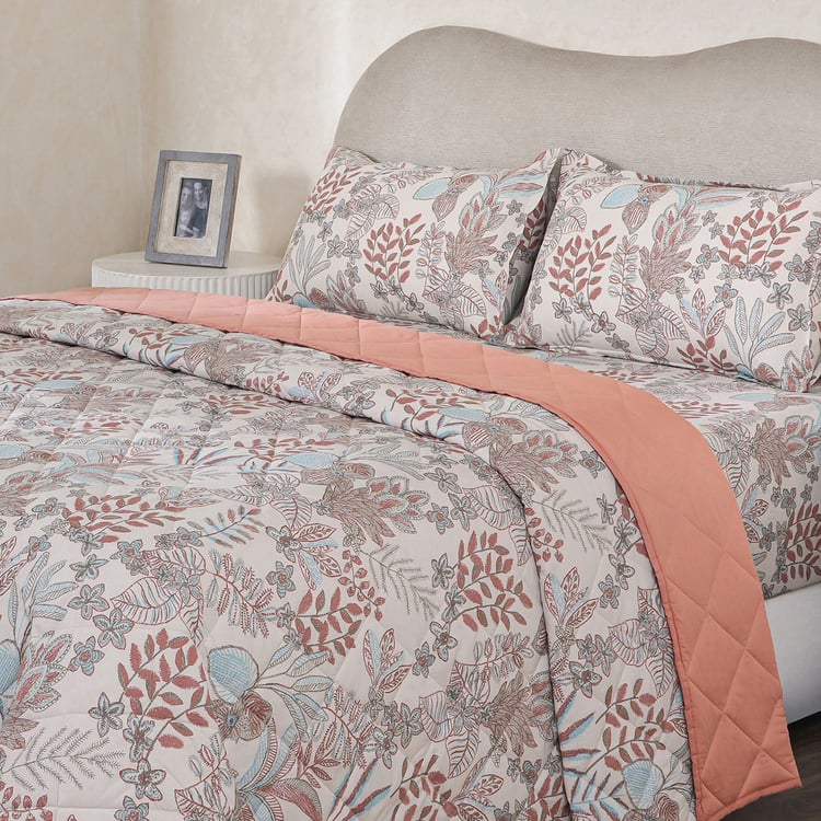 MASPAR Botanic Bloom Cotton 4Pcs Printed Double Bed-In-A-Bag Set