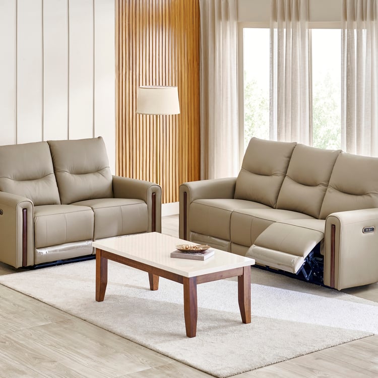 Malinda Half Leather 3+2 Seater Zero Gravity Electric Recliner Set - Taupe