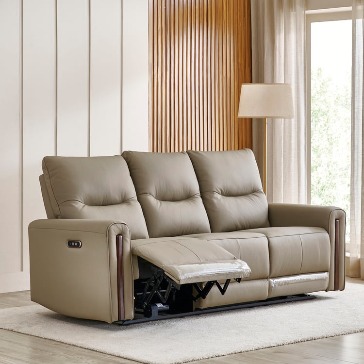 Malinda Half Leather 3+2 Seater Zero Gravity Electric Recliner Set - Taupe