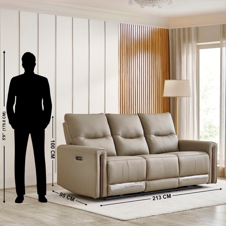 Malinda Half Leather 3+2+1 Seater Zero Gravity Electric Recliner Set - Taupe