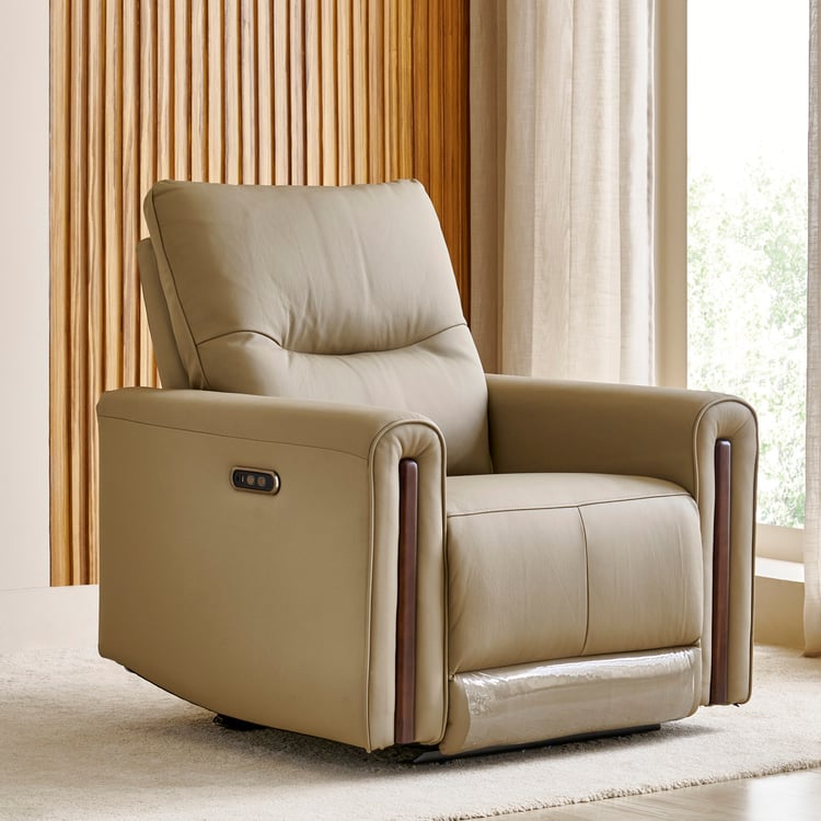 Malinda Half Leather 3+1+1 Zero Gravity Electric Recliner Set - Beige