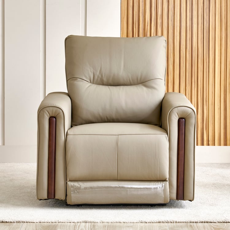 Malinda Half Leather 3+1+1 Zero Gravity Electric Recliner Set - Beige