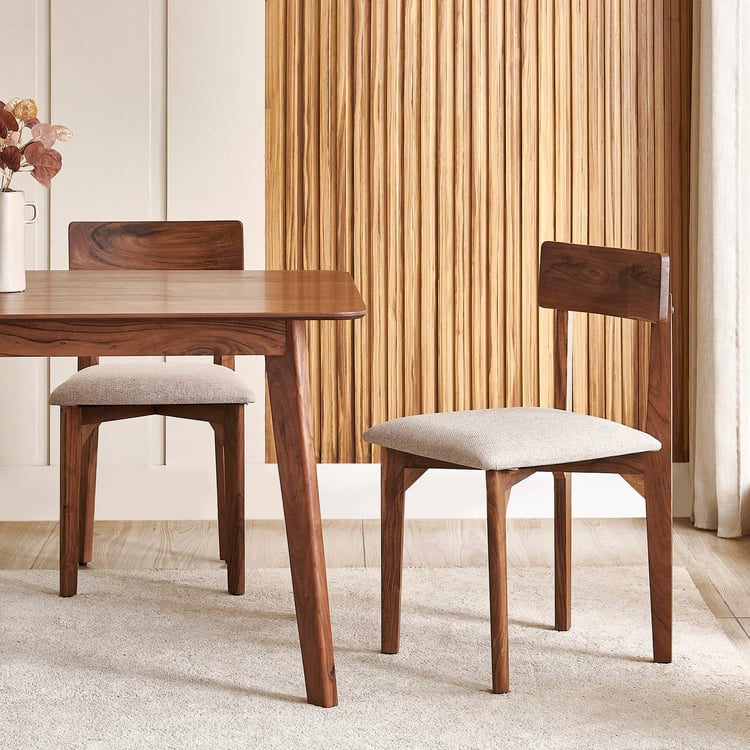 Nesta Acacia Wood 6-Seater Dining Set with Chairs - Walnut