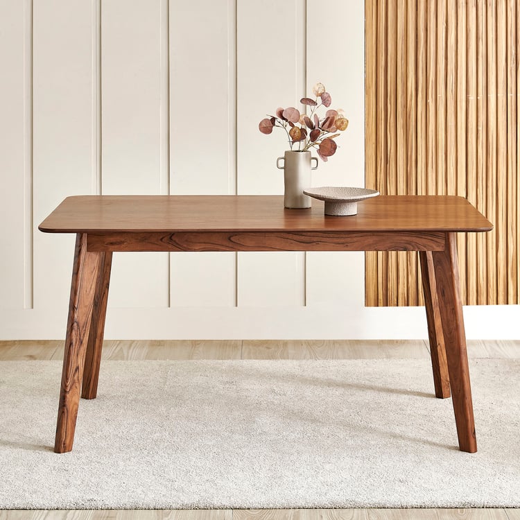 Nesta Acacia Wood 6-Seater Dining Set with Chairs and Bench - Walnut