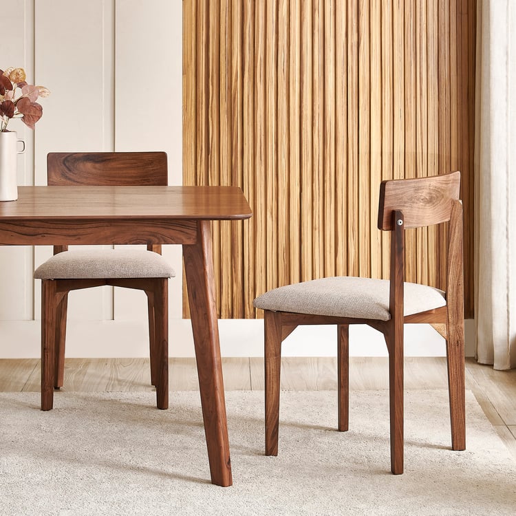 Nesta Acacia Wood 6-Seater Dining Set with Chairs and Bench - Walnut