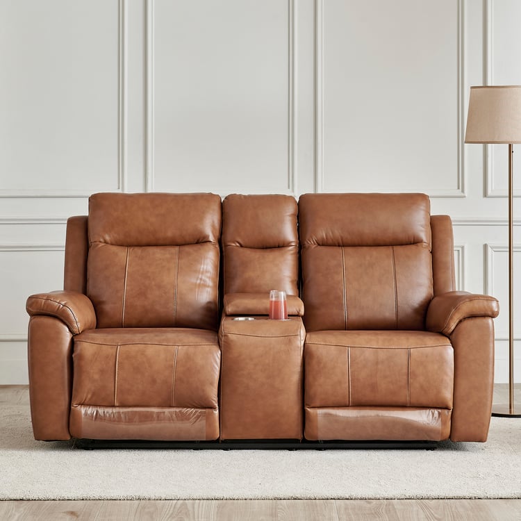 Nevil Half Leather 3+2 Seater Electric Recliner Set - Tan