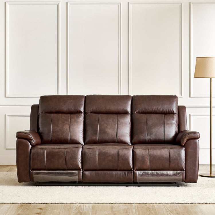 Nevil Half Leather 3+2+1 Seater Electric Recliner Set - Brown
