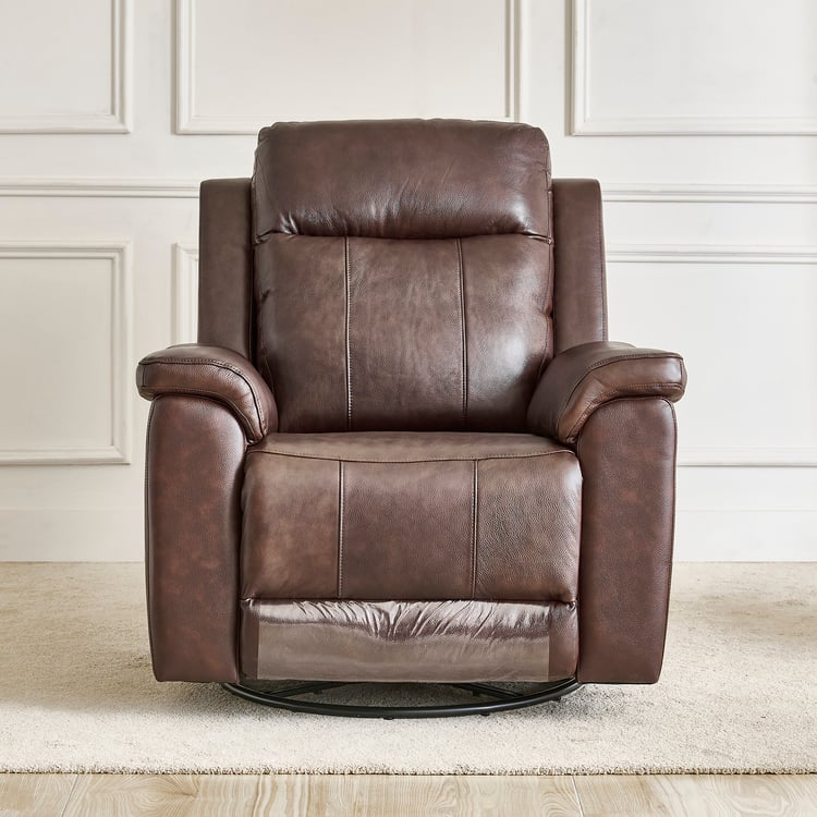 Nevil Half Leather 3+1+1 Seater Electric Recliner Set - Brown
