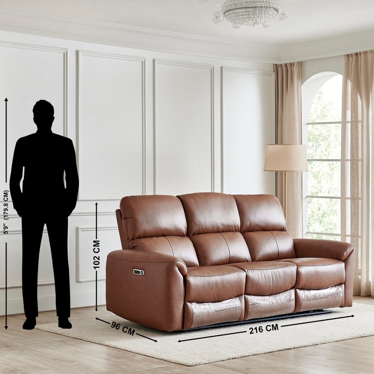 Oakley Half Leather 3+2 Seater Electric Recliner Set - Brown