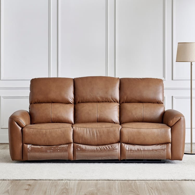 Oakley Half Leather 3+2+1 Seater Electric Recliner Set - Brown