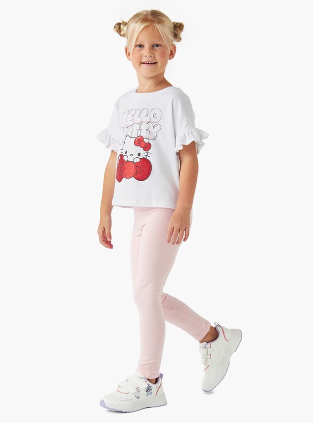 Juniors Solid Leggings with Elasticated Waistband - Set of 2