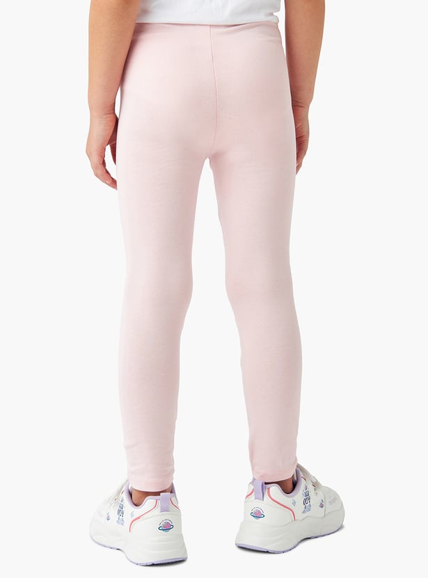Juniors Solid Leggings with Elasticated Waistband - Set of 2