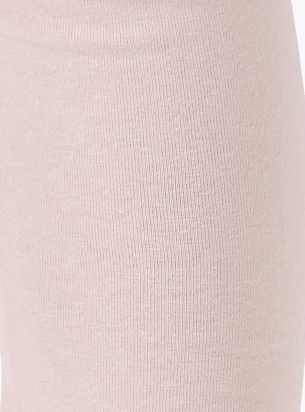 Juniors Solid Leggings with Elasticated Waistband - Set of 2