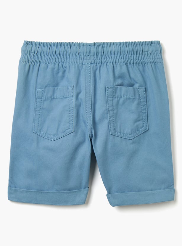 Juniors Solid Shorts with Drawstring Closure and Pockets